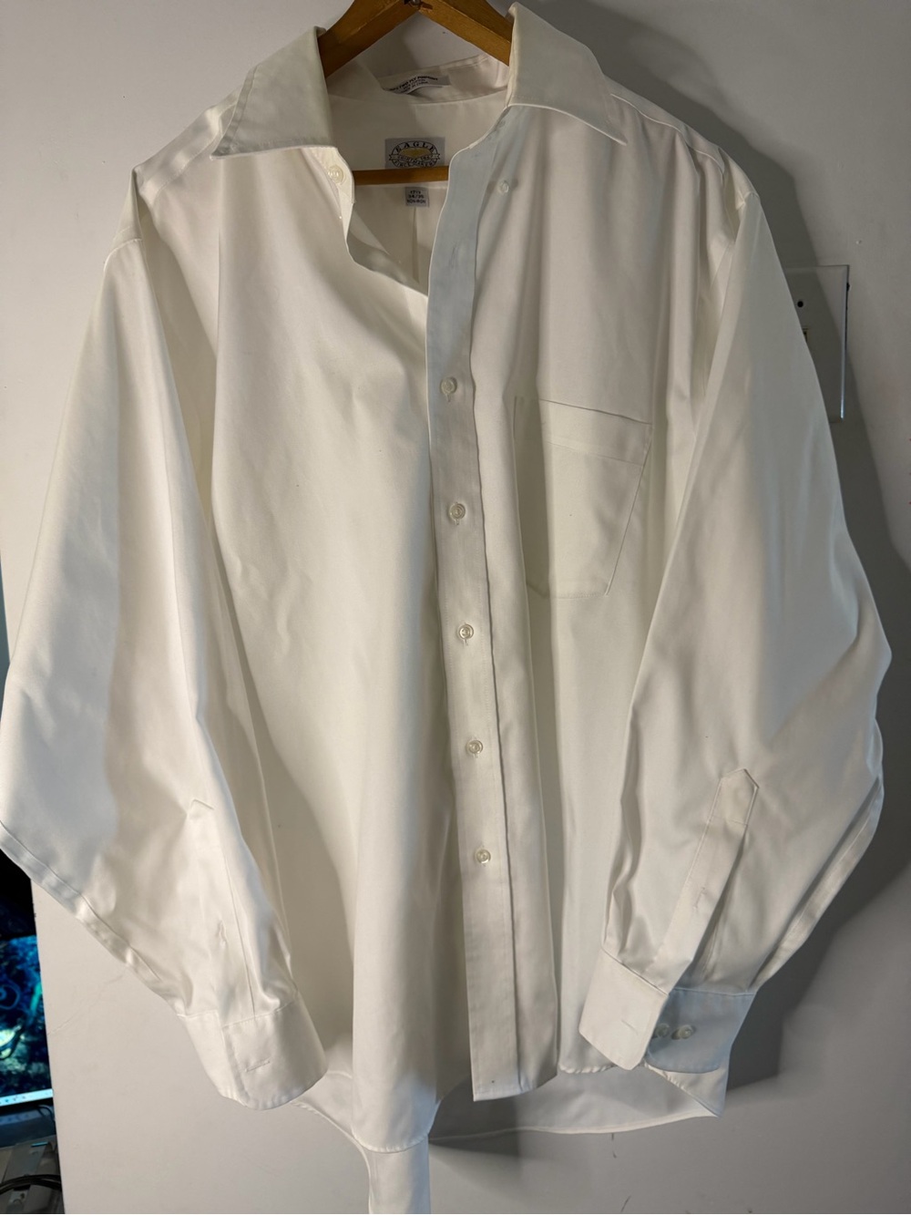 Eagle Non Iron White Dress Shirt Men’s 17.5 34/35 100% Cotton Pinpoint
